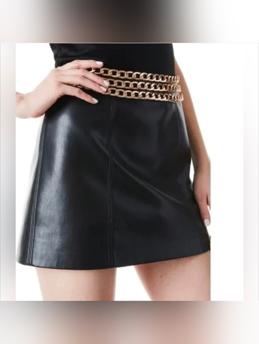 Alice + Olivia • RIZO VEGAN LEATHER CHAIN WAIST MINI SKIRT  | PLUS SIZE